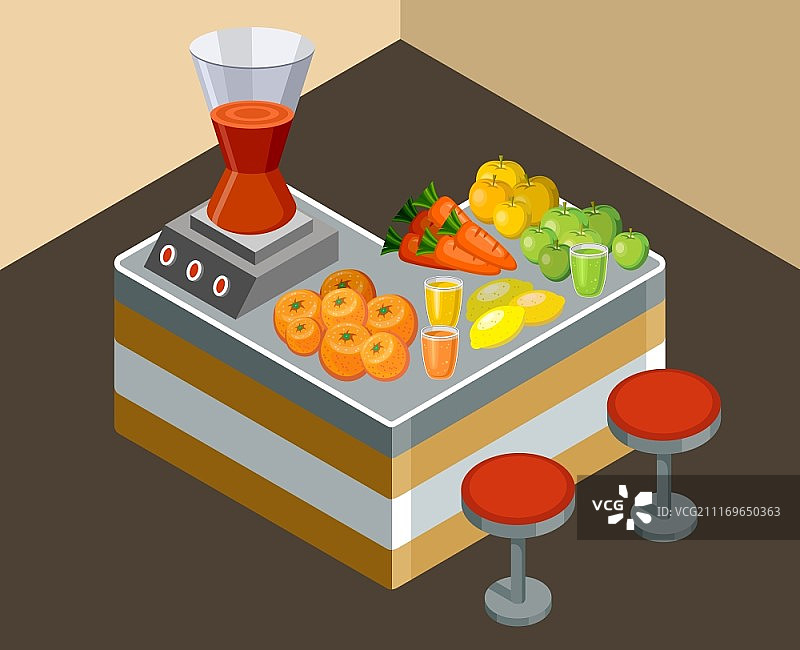 鲜榨果汁吧矢量图：水果和蔬菜图片素材