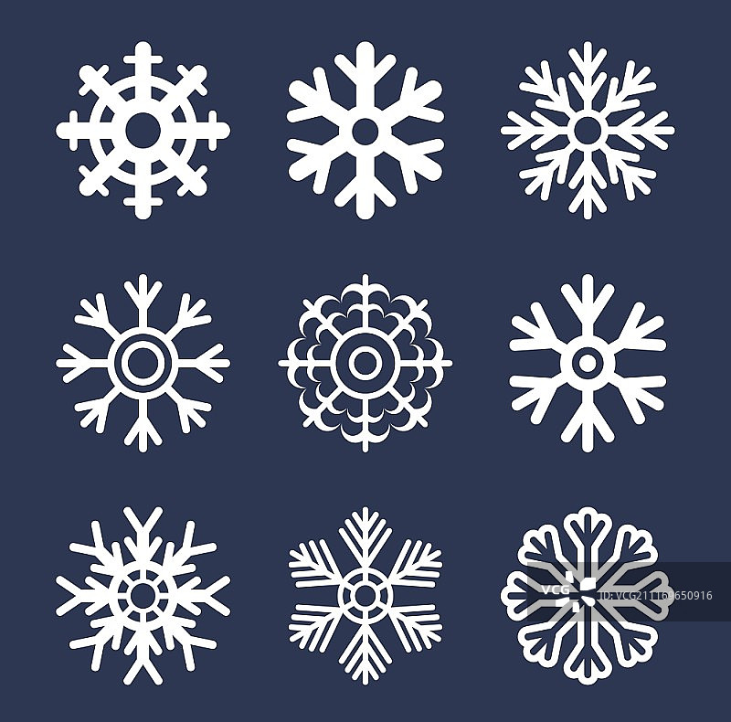 矢量白色雪花图标合集图片素材