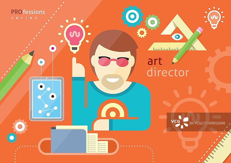 创意人群设计职业艺术总监雇佣设计师扁平卡通风格图片素材