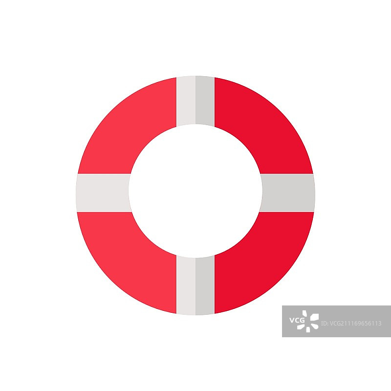 黄色背景上的救生圈图标。白色背景上的红白色救生圈矢量图图片素材