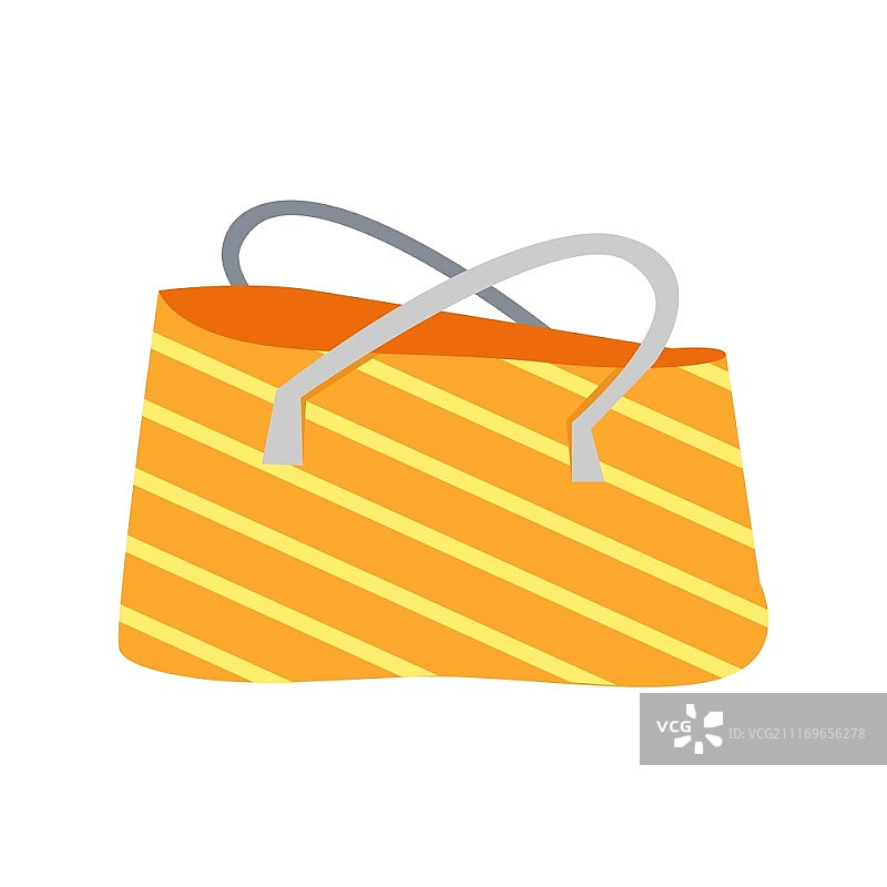 条纹夏季沙滩包。橙色和白色条纹夏季沙滩包。矢量隔离图片素材