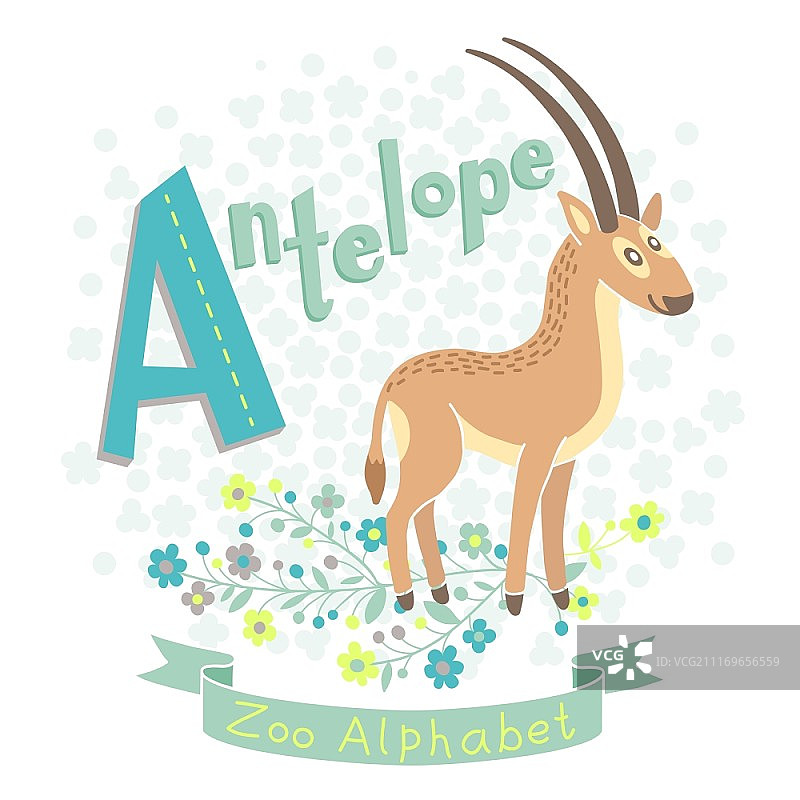 字母A - 羚羊动物字母矢量图图片素材