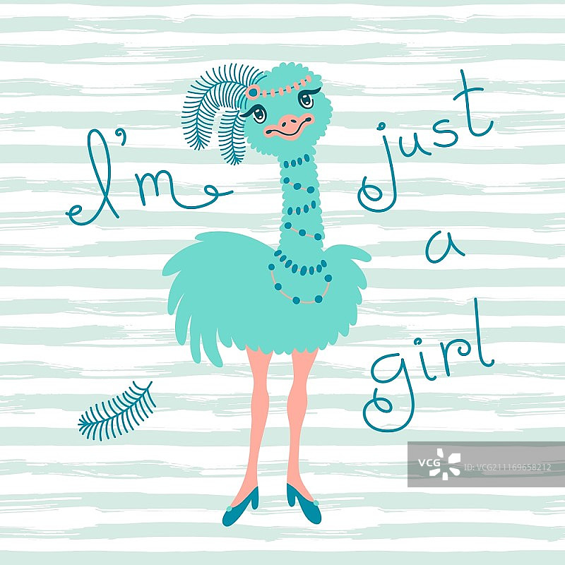 时尚鸵鸟宝宝T恤设计矢量图图片素材