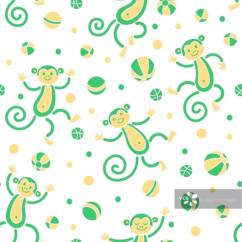 猴子玩球无缝图案图片素材
