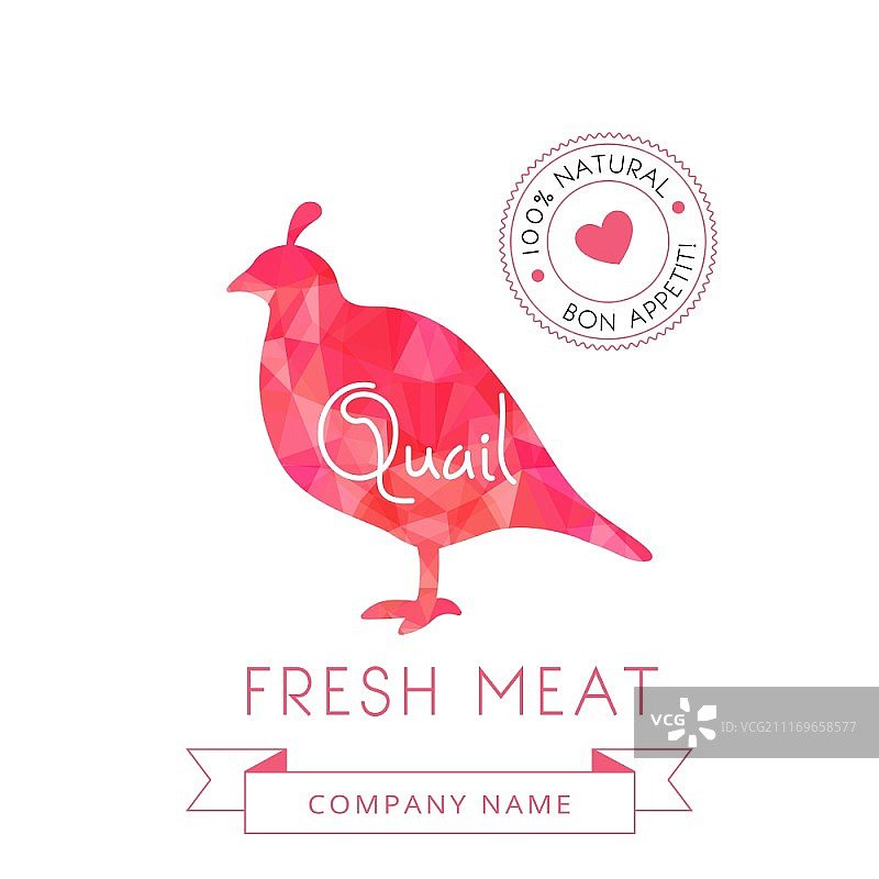 鹌鹑肉类标志（菜单、食谱和包装设计）图片素材