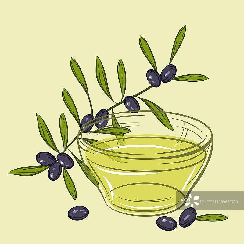 黑橄榄与油杯插画图片素材