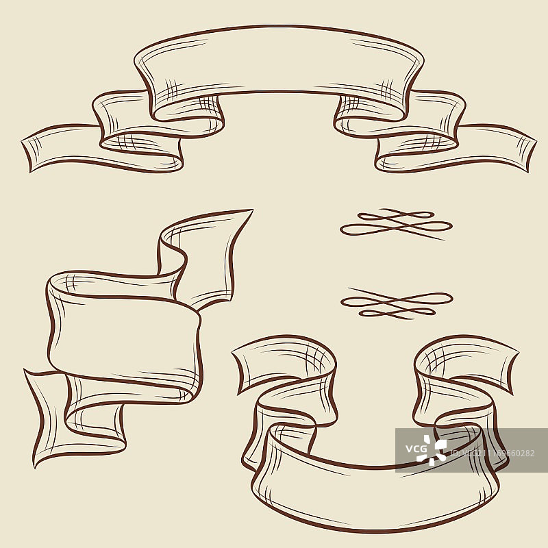 复古缎带banner设计图片素材