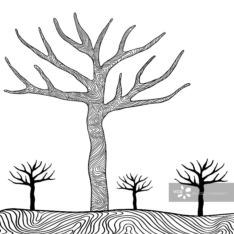白色背景上的黑色树木矢量素材图片素材