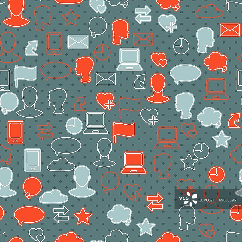 社交媒体网络图标无缝纹理图片素材