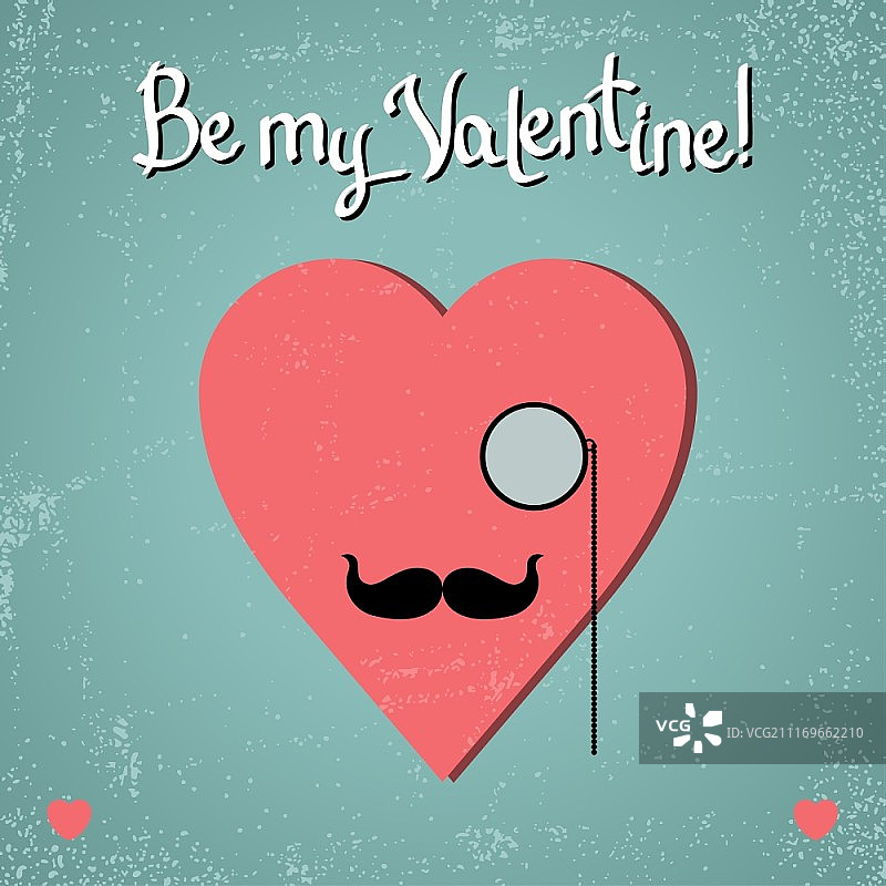 带眼镜、心形和胡子的情人节贺卡图片素材