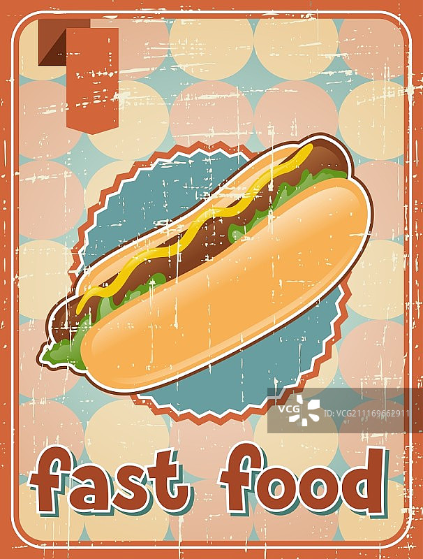 复古风格的热狗快餐背景图片素材