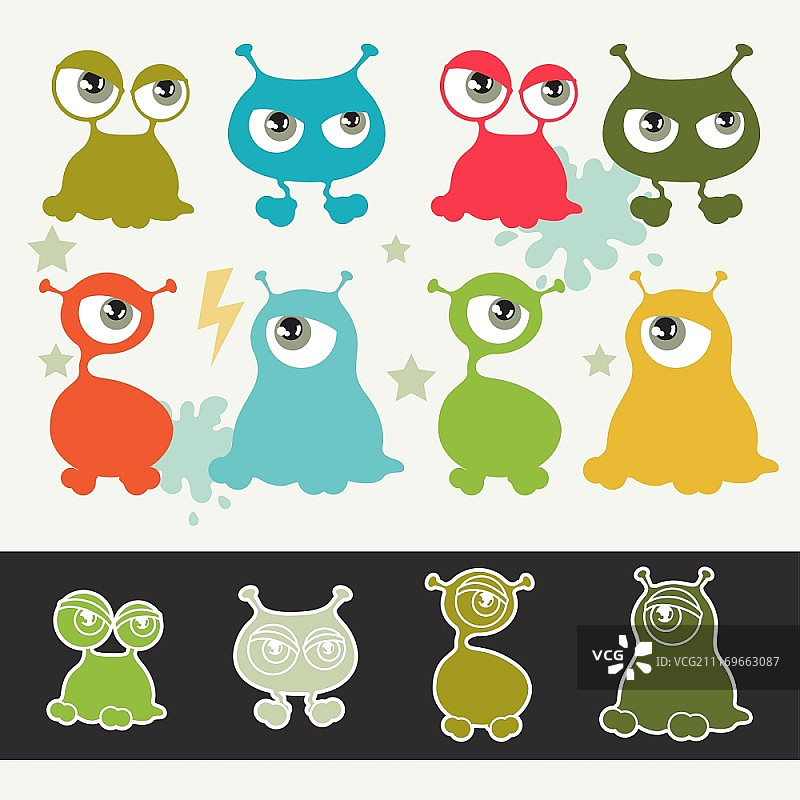 可爱卡通小怪物合集图片素材