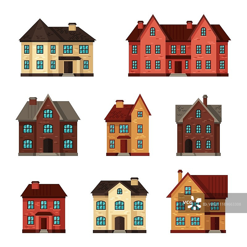 城镇房屋图标集图片素材