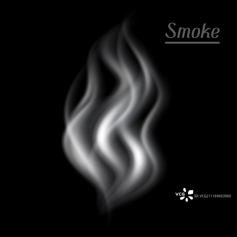 黑色背景上烟雾的逼真矢量图图片素材