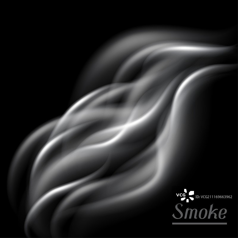 黑色背景上烟雾的逼真矢量图图片素材
