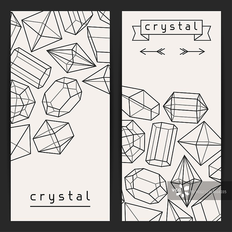 具有几何晶体和矿物的抽象风格banner图片素材