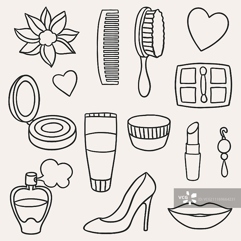美容与时尚化妆品配件套装图片素材