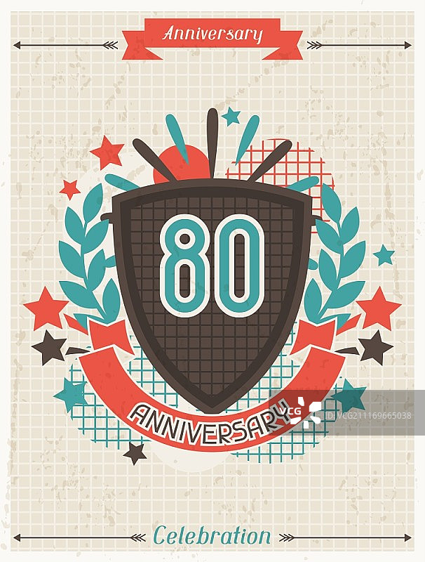 周年纪念抽象背景与彩带和装饰元素图片素材