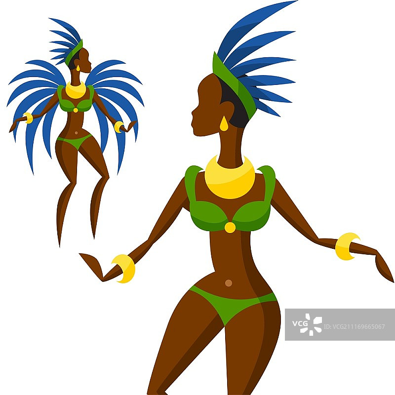 巴西狂欢节女孩跳桑巴舞插画图片素材