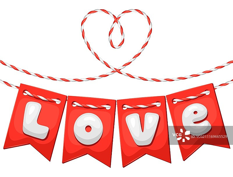 旗帜元素贺卡（可用于情人节、婚礼或爱情告白）图片素材