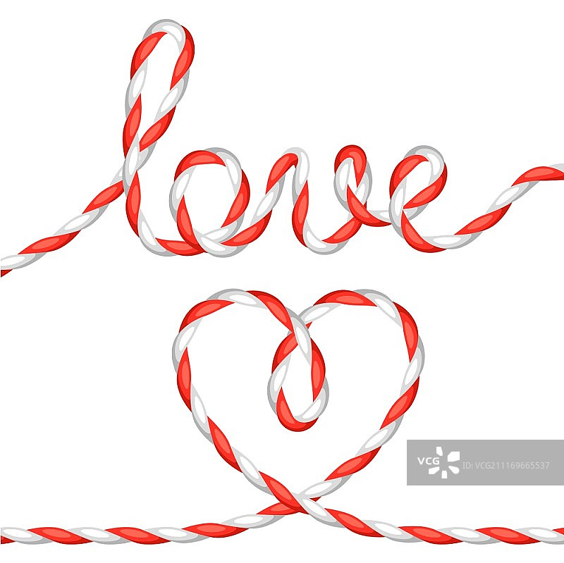 绳索爱心贺卡（可用于情人节或婚礼）图片素材
