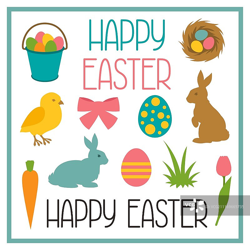 复活节装饰物品素材，适用于节日设计、背景和贺卡图片素材