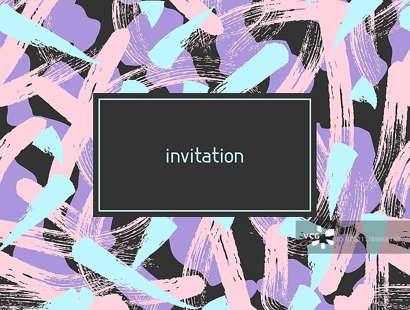 手绘抽象Grunge风格邀请卡背景，墨水绘制图片素材