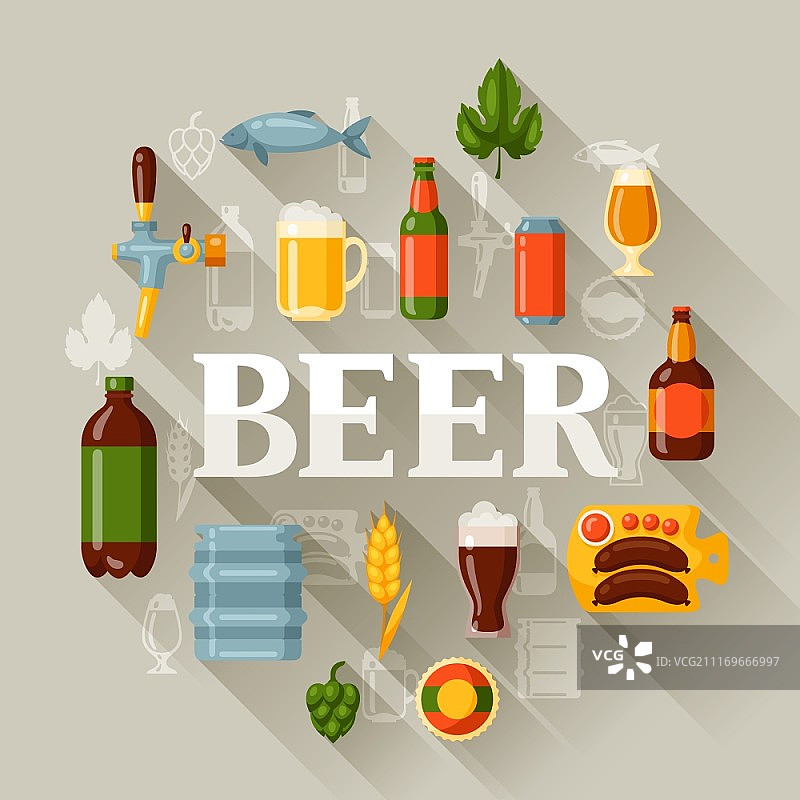 啤酒图标和元素背景设计图片素材