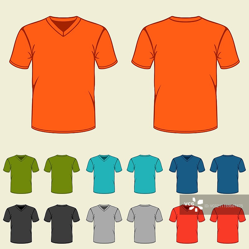 男士彩色T恤衫模板套装图片素材