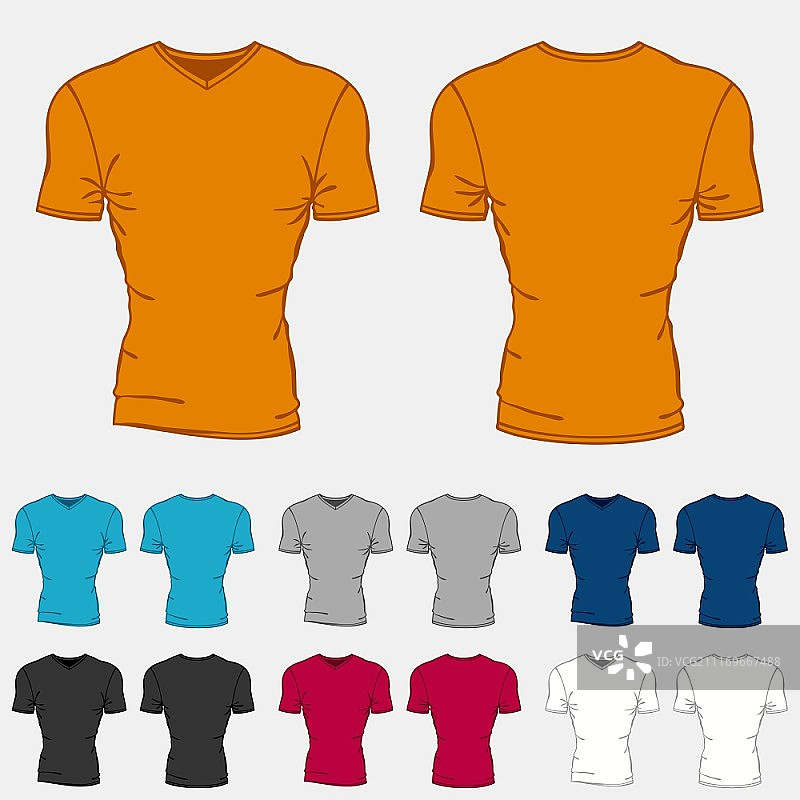 男士彩色T恤衫模板套装图片素材