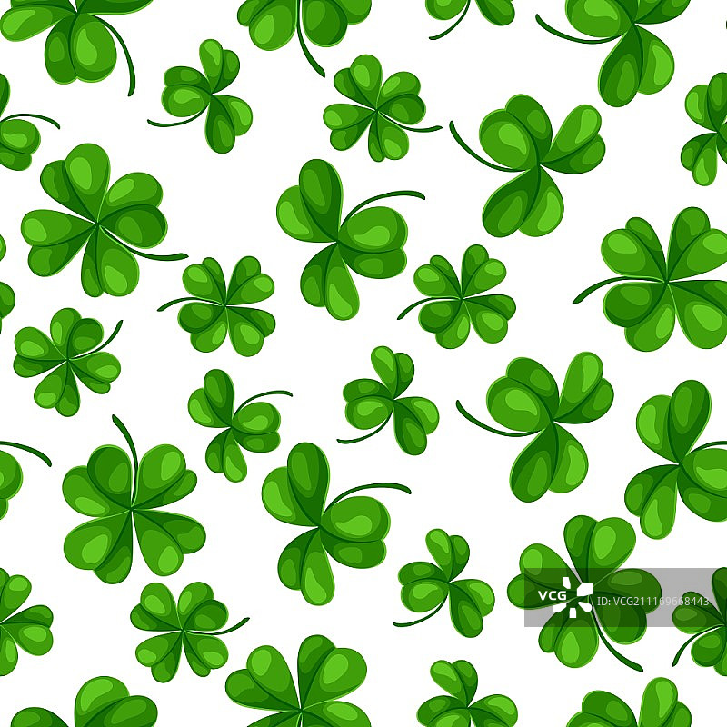 圣帕特里克节无缝图案：绿色三叶草和四叶草图片素材