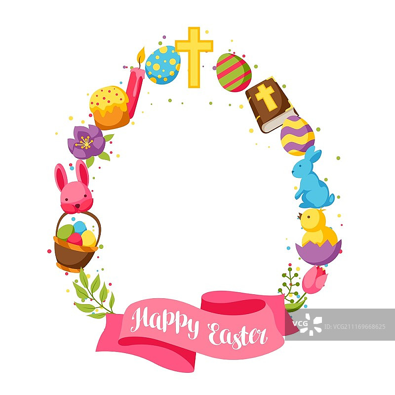 复活节彩蛋兔子装饰相框图片素材