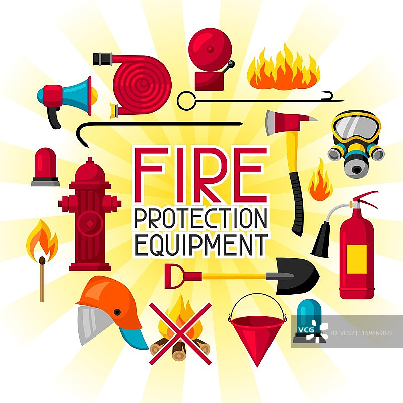 消防物品背景。消防设备图片素材