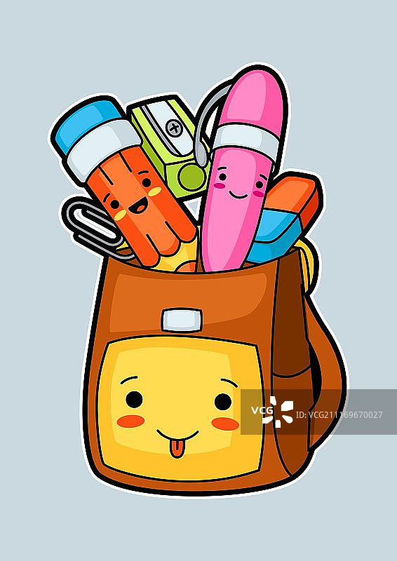 可爱书包和文具图片素材