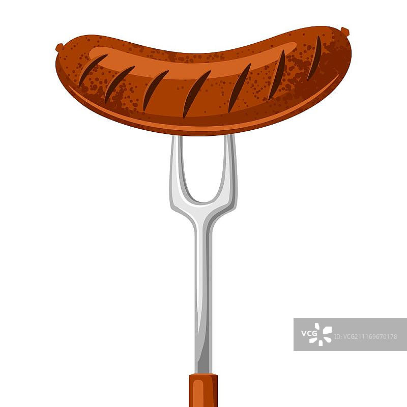 叉子上的煎香肠，慕尼黑啤酒节插画图片素材