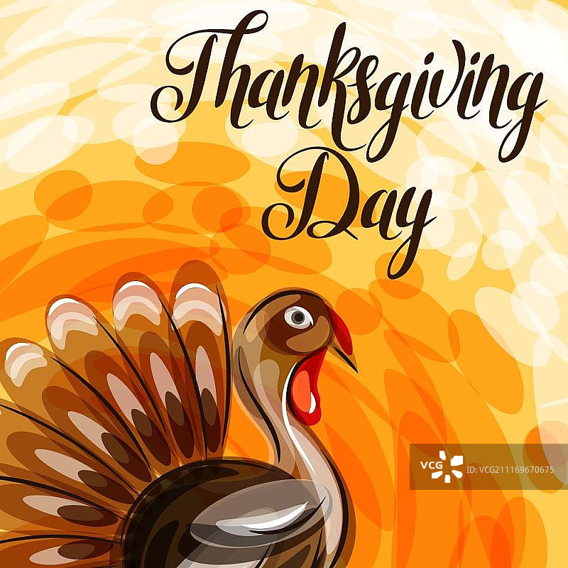 带有抽象火鸡的感恩节快乐贺卡图片素材