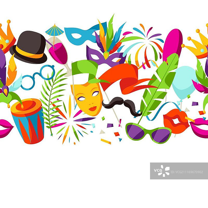 狂欢派对庆祝图标无缝图案背景图片素材