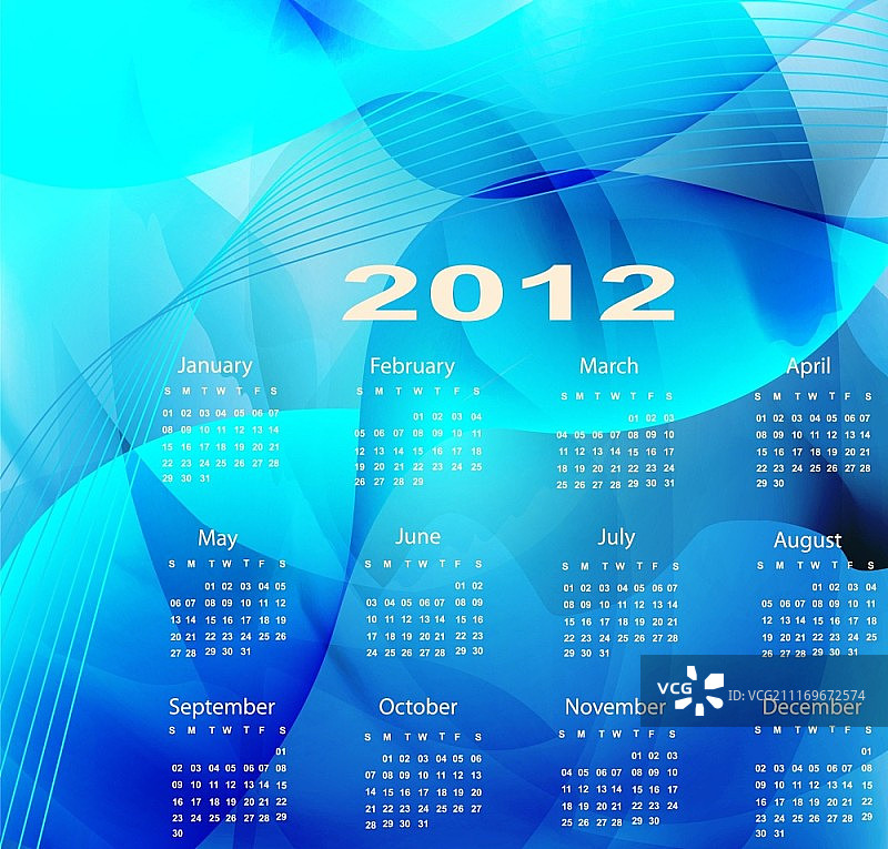 2012新年蓝色日历图片素材