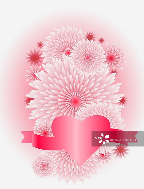 鲜花心形爱情概念矢量图图片素材