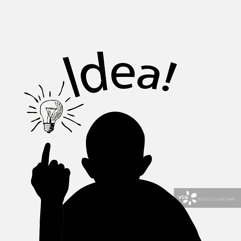 灵感创意插画：举起食指的男人图片素材