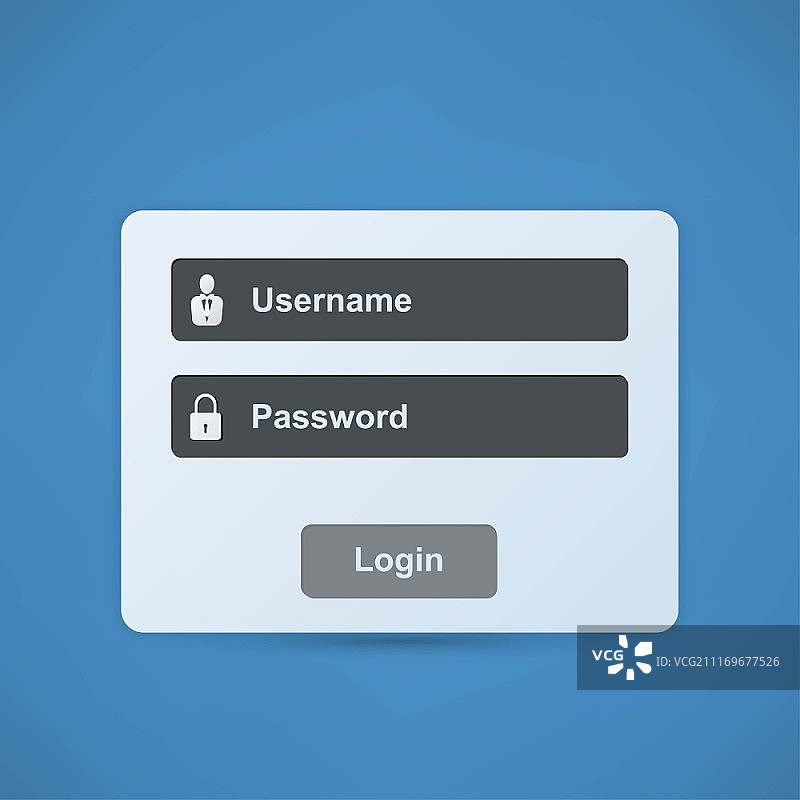 深蓝色背景上的登录表单页面图片素材