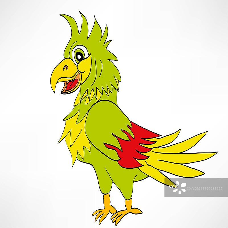 白色背景上的卡通鹦鹉图片素材