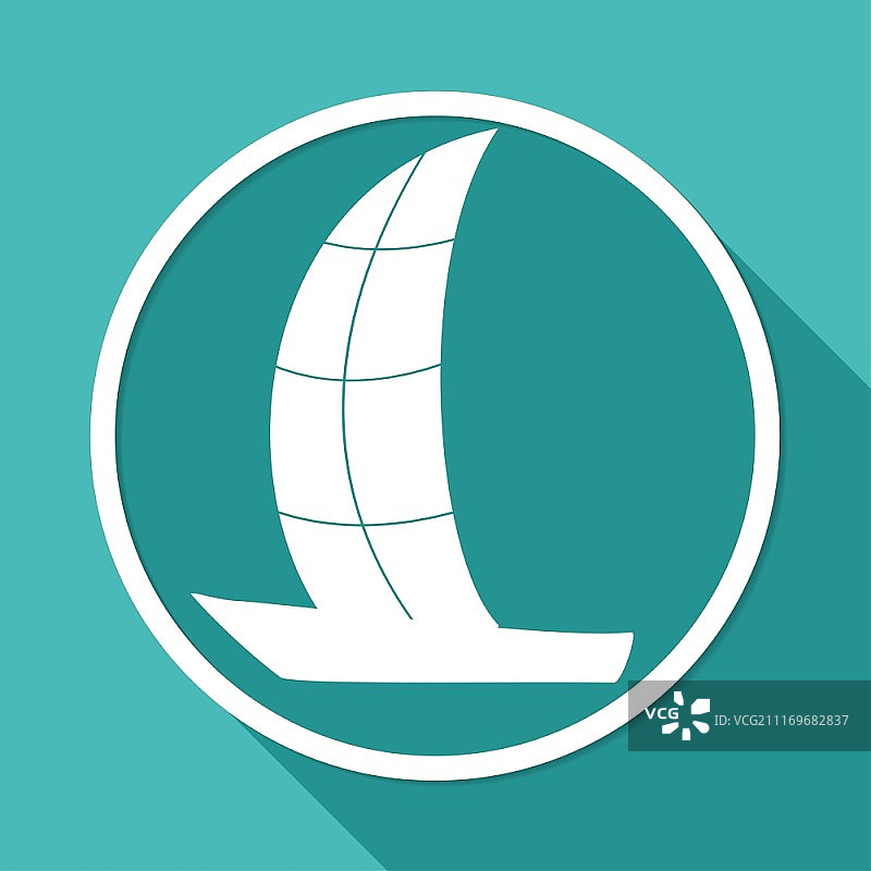 白色圆圈长阴影游艇图标图片素材