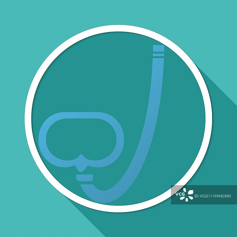 白色圆形长阴影潜水员图标图片素材