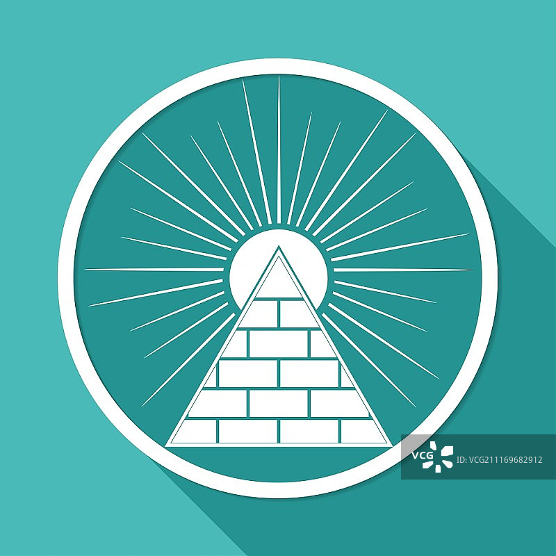 白色圆形长阴影金字塔图标图片素材
