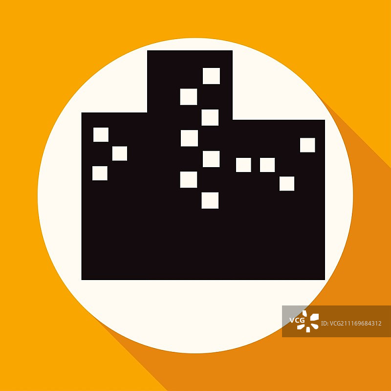 长阴影白色圆圈房屋图标图片素材