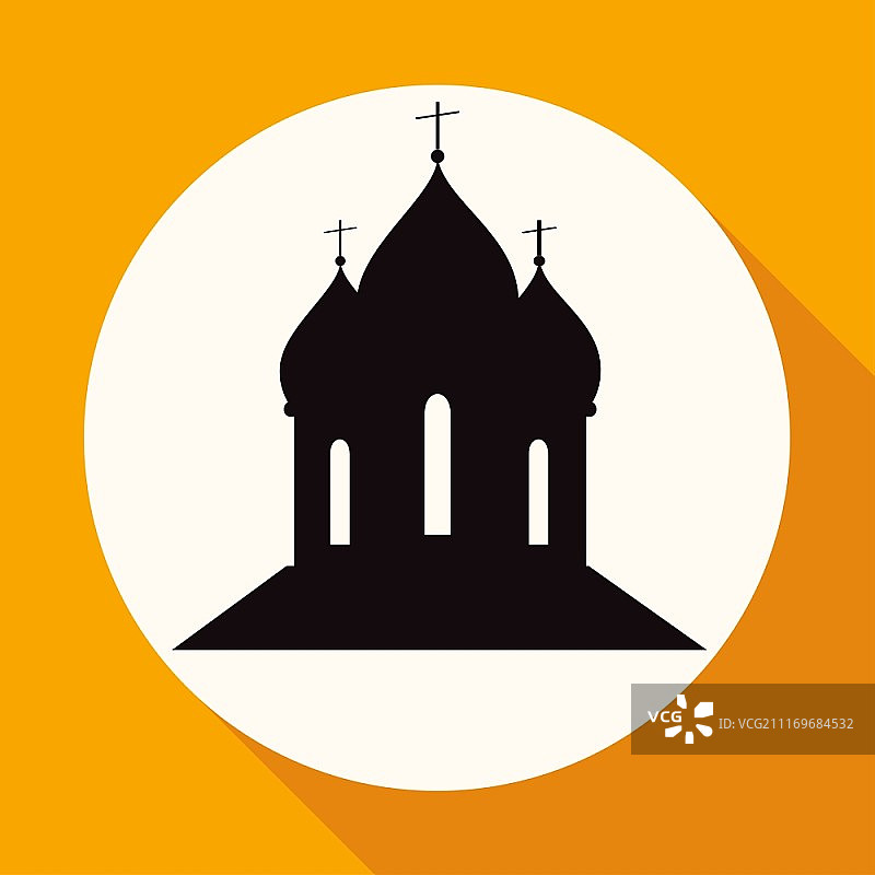 白色圆形长阴影上的东正教大教堂图片素材