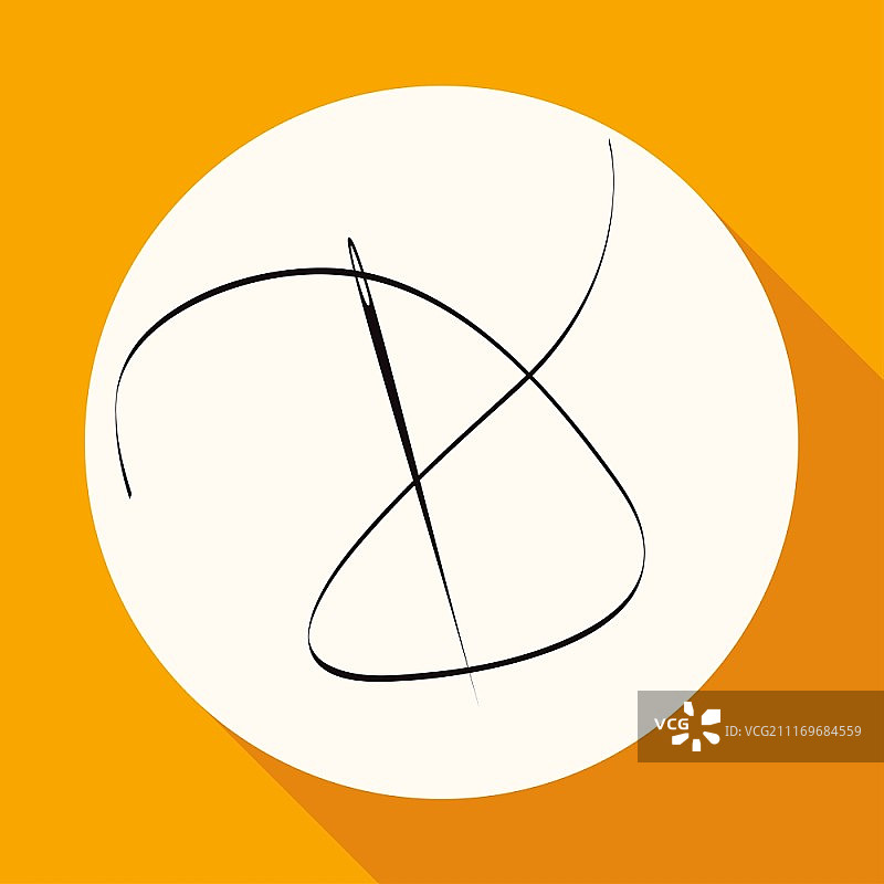 白色圆圈长阴影上的针图标图片素材