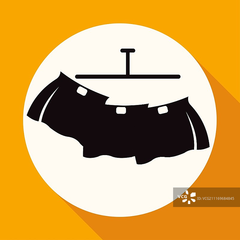 白色圆圈上的裙子图标，带有长长的阴影图片素材