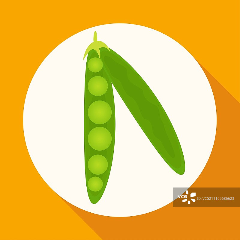 长阴影白色圆形绿色豌豆荚图标图片素材